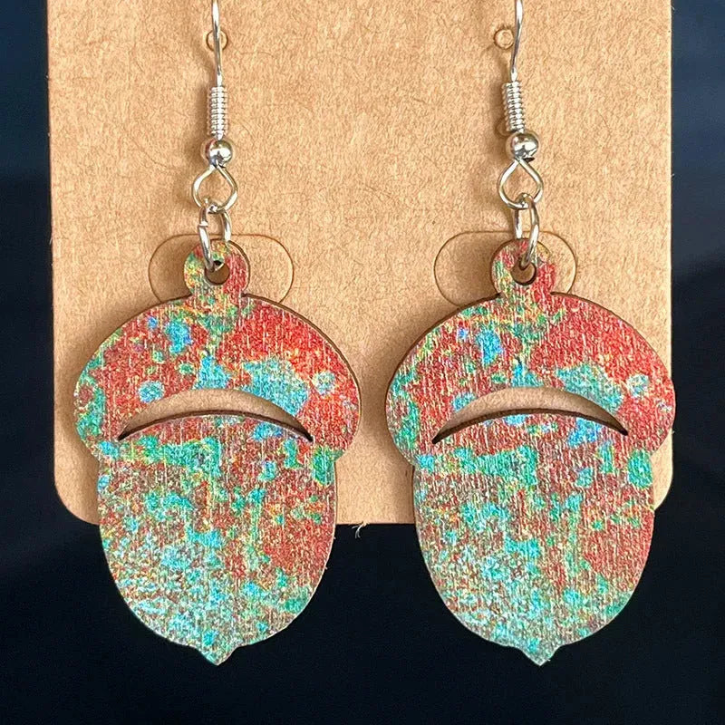 Wooden Dangle Earrings Style B One Size Earrings - Tophatter Daily Deals