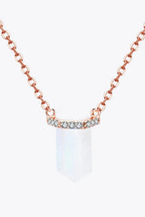 Natural Moonstone Chain-Link Necklace Rose Gold One Size Moonstone - Tophatter Daily Deals