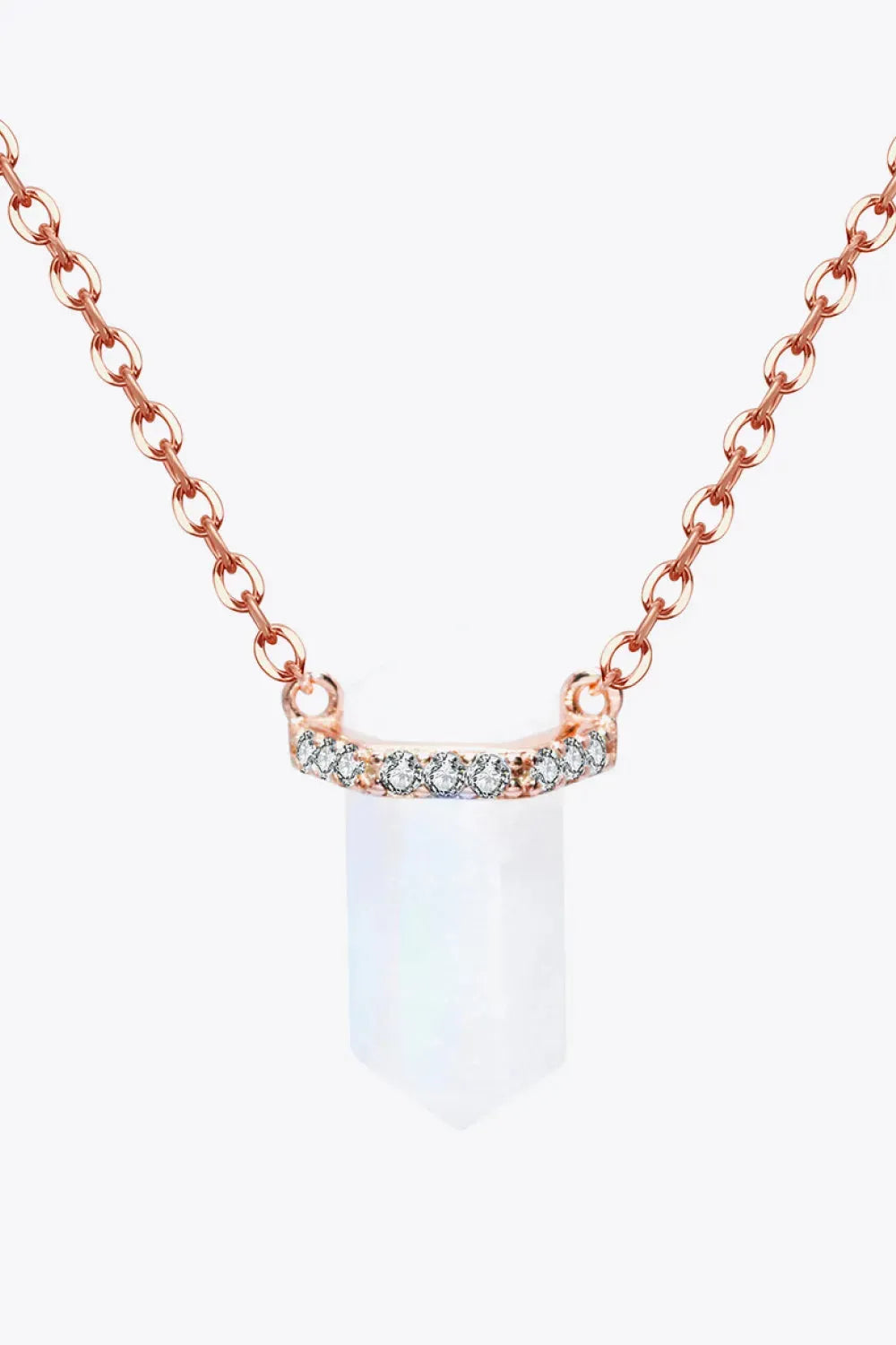Natural Moonstone Chain-Link Necklace Rose Gold One Size Moonstone - Tophatter Daily Deals