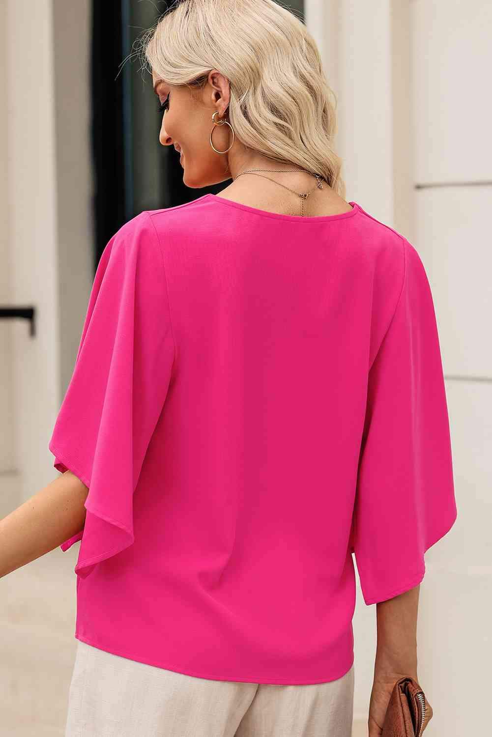 V-Neck Cloak Sleeve Blouse Blouses - Tophatter Daily Deals