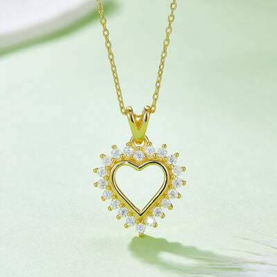 Moissanite 925 Sterling Silver Heart Pendant Necklace Gold One Size Moissanite - Tophatter Daily Deals