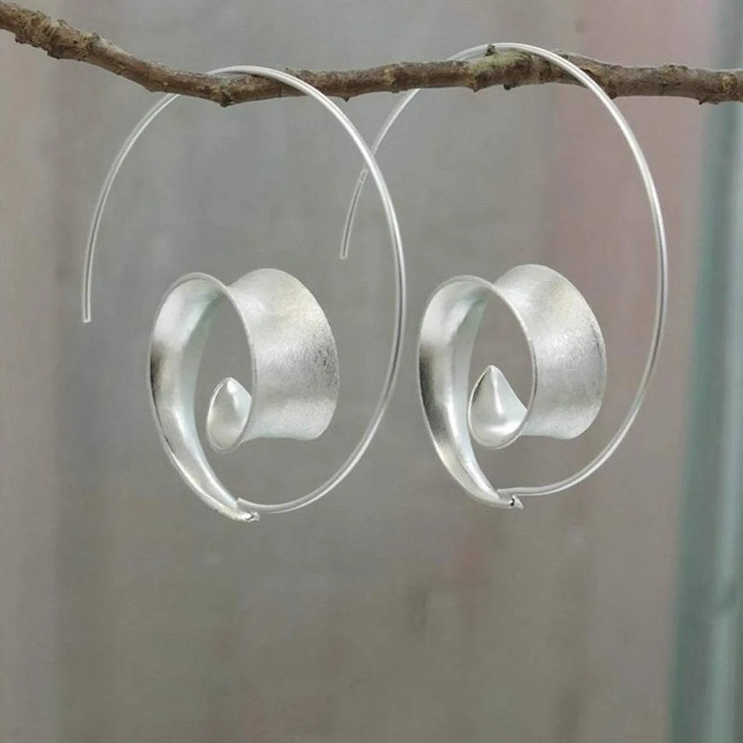 Spiral Design Hoop Earrings Silver One Size Earrings - Tophatter Daily Deals