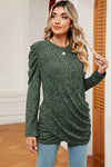 Round Neck Puff Sleeve T-Shirt Women's T-Shirts - Tophatter Daily Deals