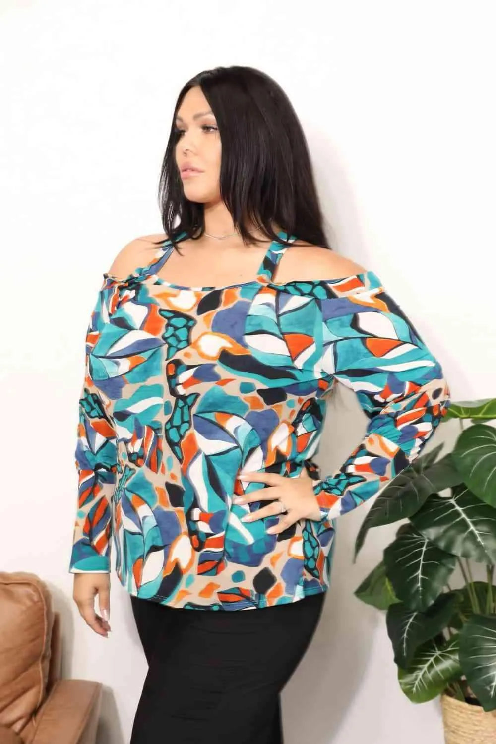 Sew In Love Full Size High Neck Off Shoulder Criss Cross Top Blouses - Tophatter Daily Deals