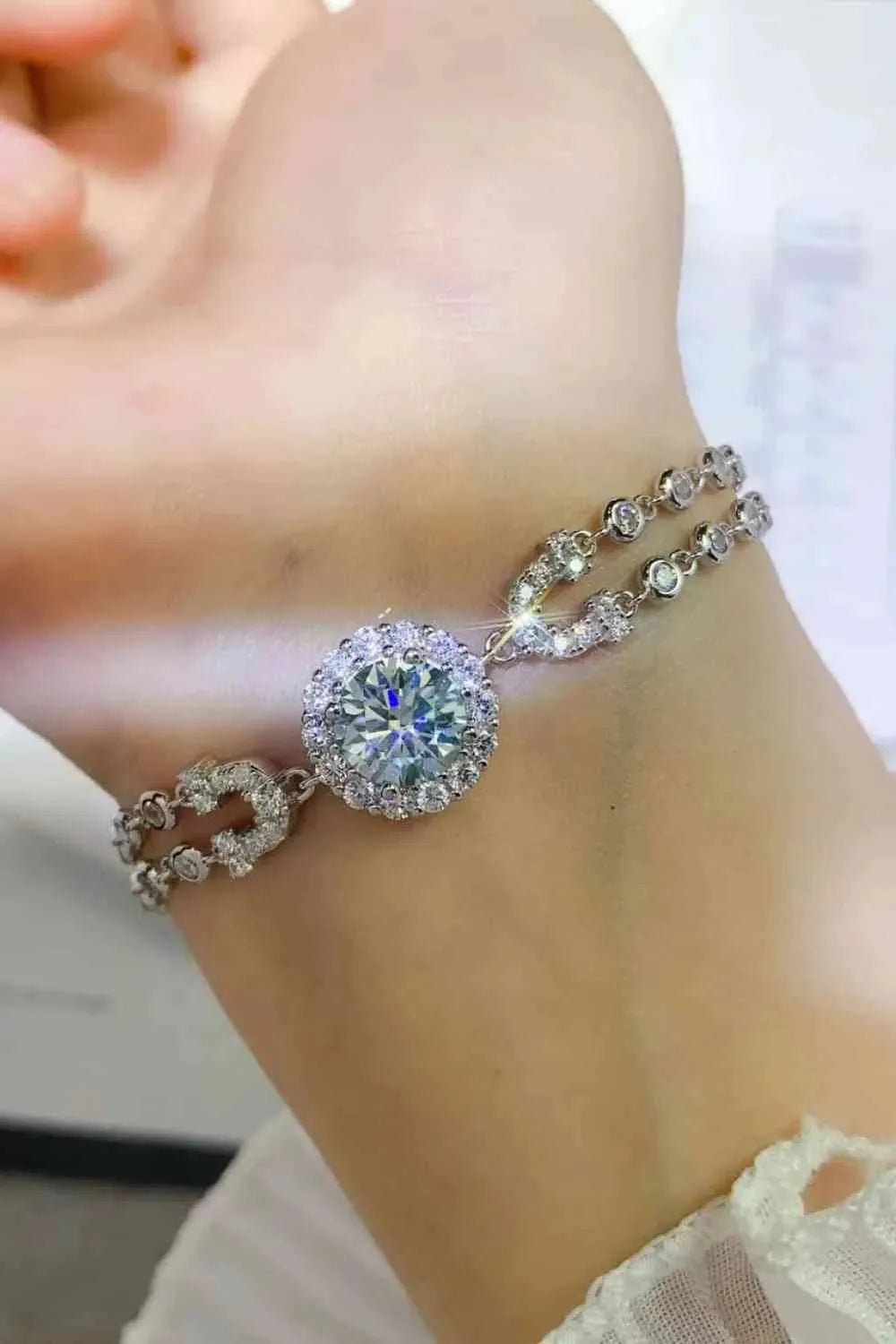 2 Carat Moissanite Double-Layered Bracelet Moissanite - Tophatter Daily Deals
