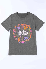 KINDNESS MATTERS Flower Graphic Tee Gray Women's T-Shirts - Tophatter Daily Deals