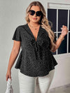 Plus Size V-Neck Front Bow Flutter Sleeve Blouse Blouses - Tophatter Daily Deals