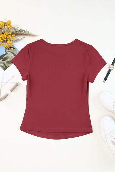 Round Neck Short Sleeve T-Shirt Women's T-Shirts - Tophatter Daily Deals