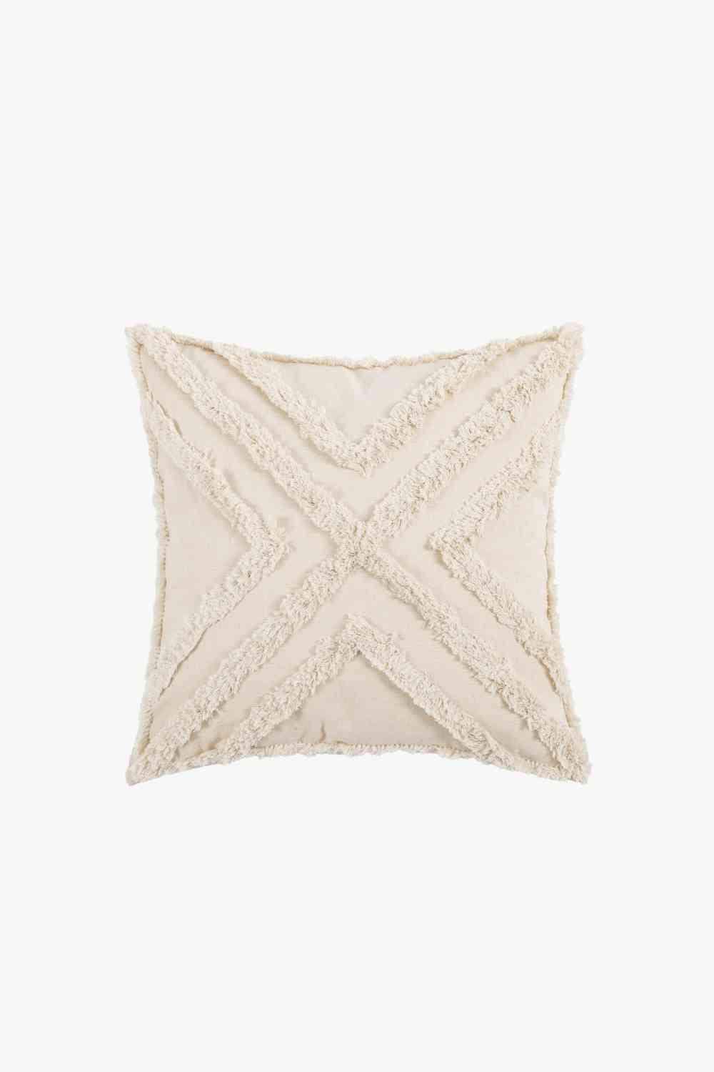 Fringe Decorative Throw Pillow Case Beige Crisscross One Size Decorative Pillowcases - Tophatter Daily Deals