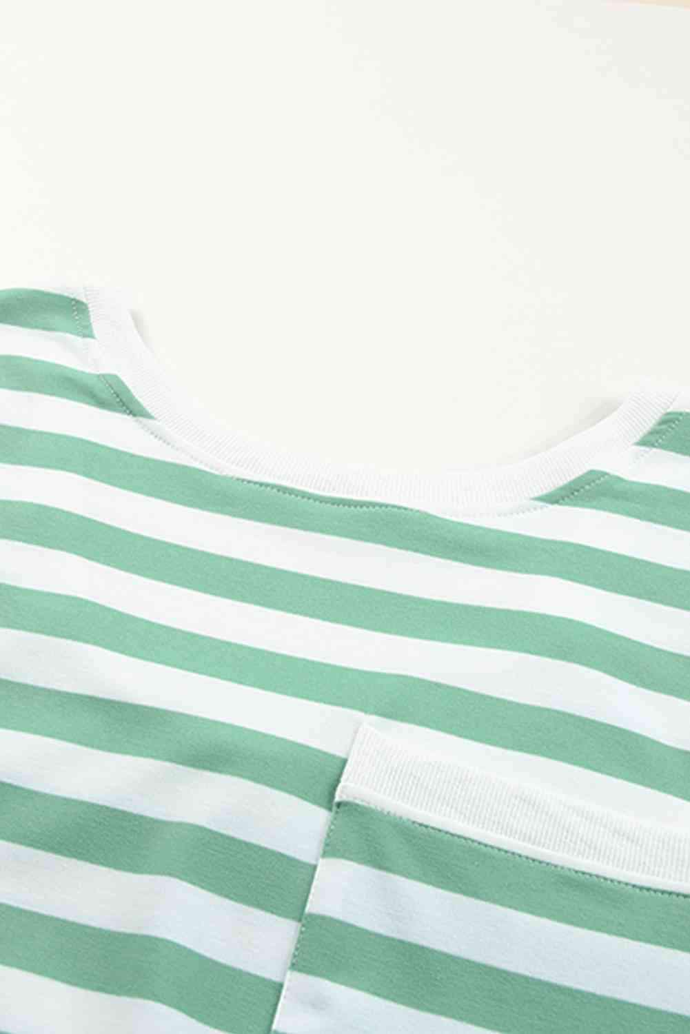 Striped Dropped Shoulder Longline Top Women's T-Shirts - Tophatter Daily Deals