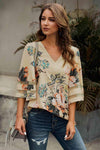 Printed Flare Sleeve Top Blouses - Tophatter Daily Deals