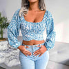 Ditsy Floral Crisscross Cropped Top Sky Blue Blouses - Tophatter Daily Deals