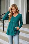 Long Sleeve V-Neck Cable-Knit Blouse Blouses - Tophatter Daily Deals