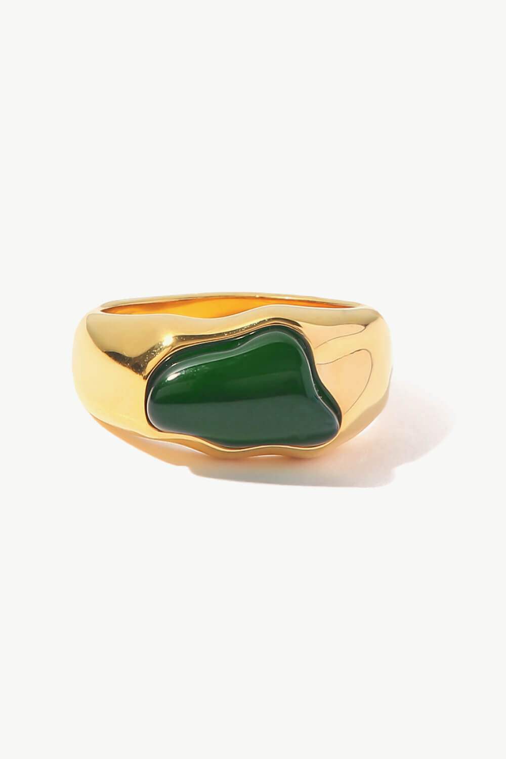 Inlaid Natural Stone Stainless Steel Ring Green Rings - Tophatter Daily Deals