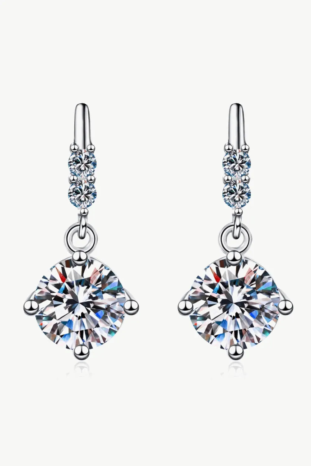 Moissanite Drop Earrings Silver One Size Moissanite - Tophatter Daily Deals