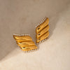 Inlaid Zircon Stainless Steel Geometric Stud Earrings Gold One Size Earrings - Tophatter Daily Deals