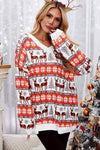 Reindeer V-Neck Long Sleeve Top Red Orange Blouses - Tophatter Daily Deals