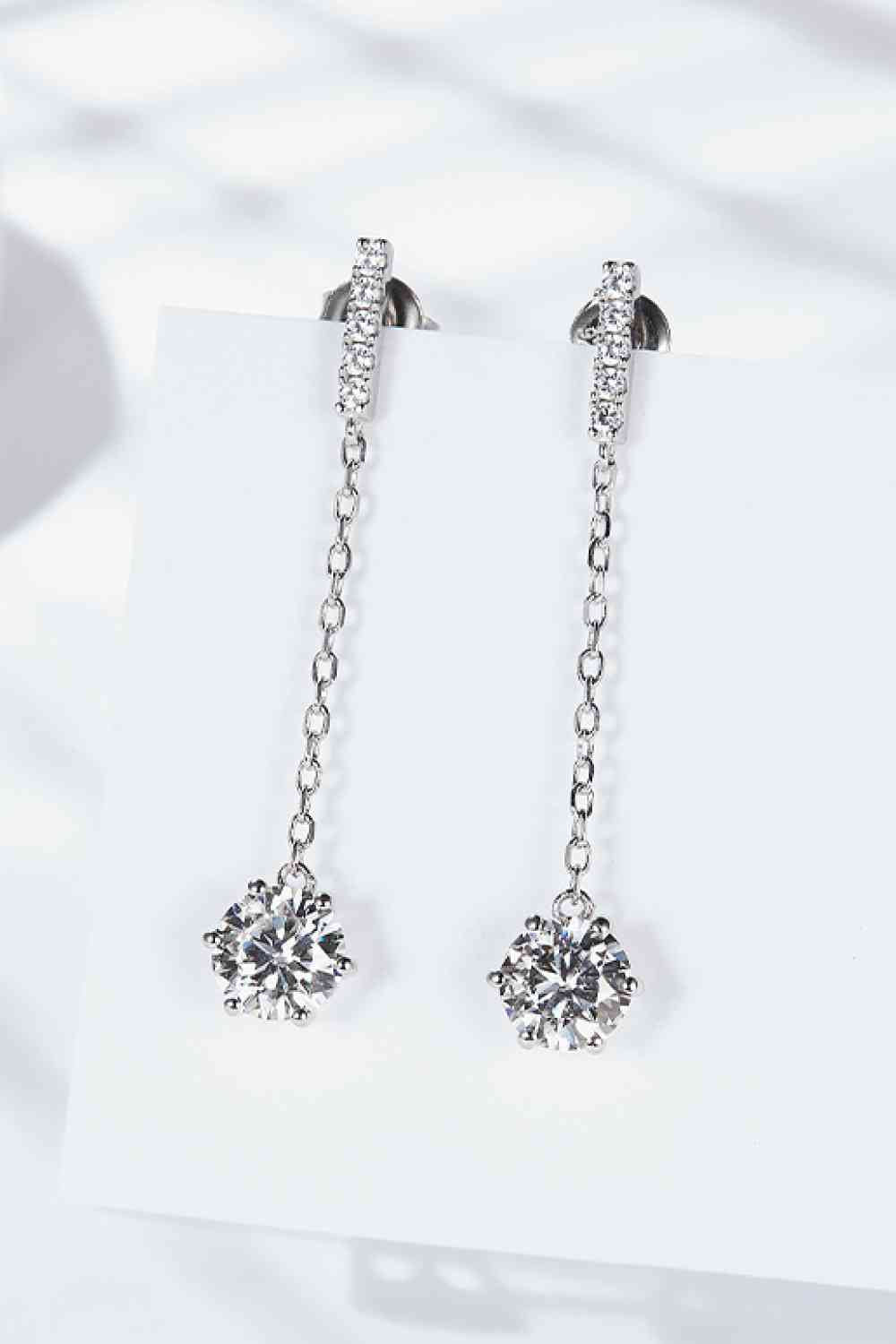 6-Prong Round Moissanite Drop Earrings Moissanite - Tophatter Daily Deals