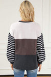 Striped Color Block Dropped Shoulder T-Shirt Women's T-Shirts - Tophatter Daily Deals