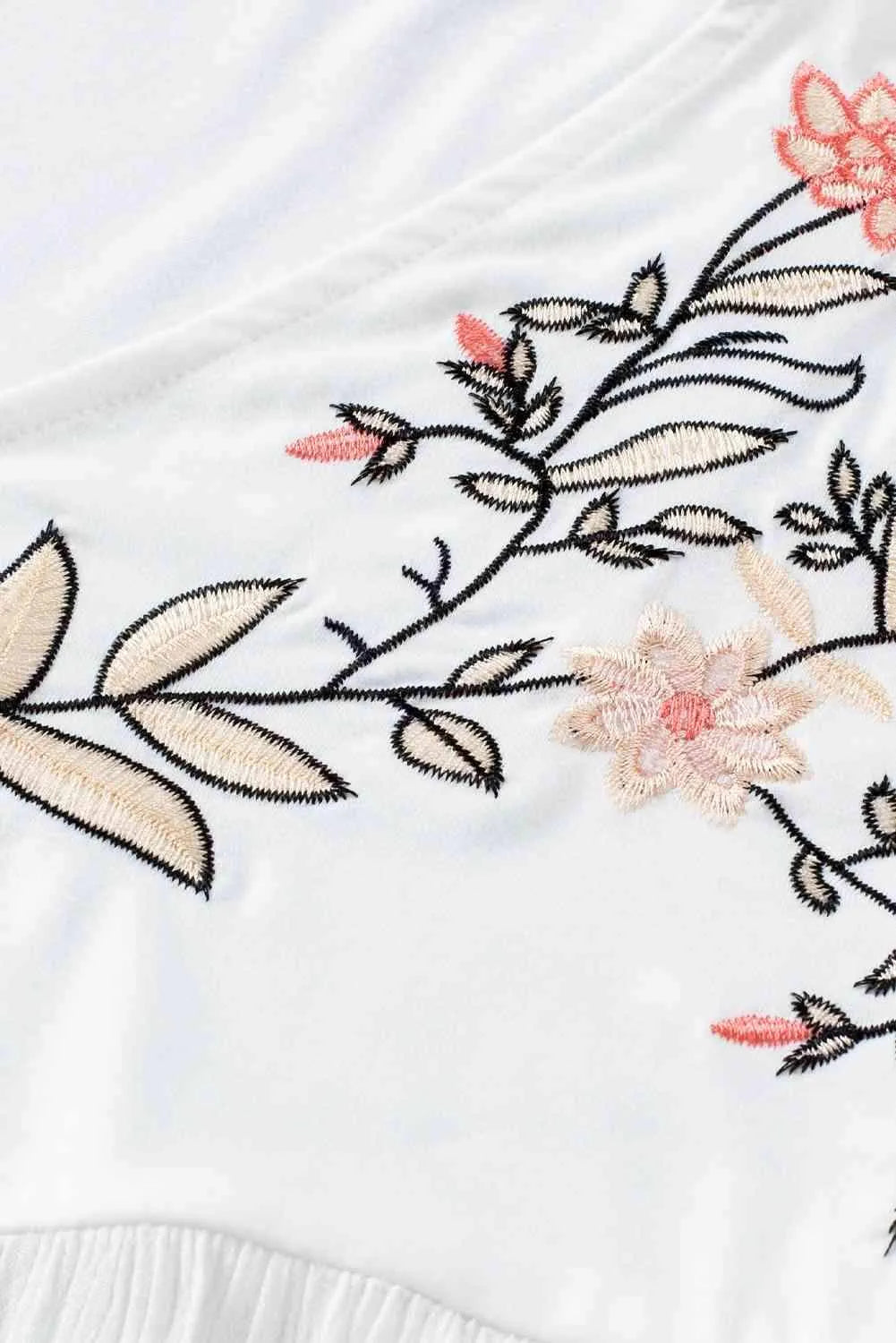 Embroidered V-Neck Babydoll Blouse Blouses - Tophatter Daily Deals