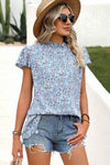 Ditsy Floral Mock Neck Short Sleeve T-Shirt Women's T-Shirts - Tophatter Daily Deals