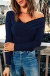 V-Neck Long Sleeve Top Blouses - Tophatter Daily Deals