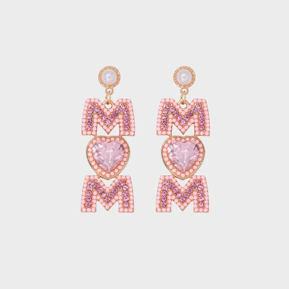 MOM Pearl Rhinestone Alloy Earrings Blush Pink One Size Earrings - Tophatter Daily Deals