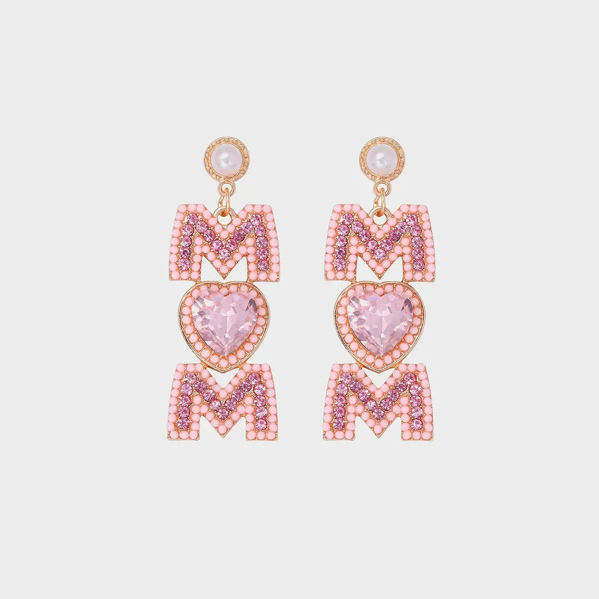 MOM Pearl Rhinestone Alloy Earrings Blush Pink One Size Earrings - Tophatter Daily Deals