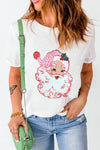 Santa Round Neck Short Sleeve T-Shirt White Women's T-Shirts - Tophatter Daily Deals