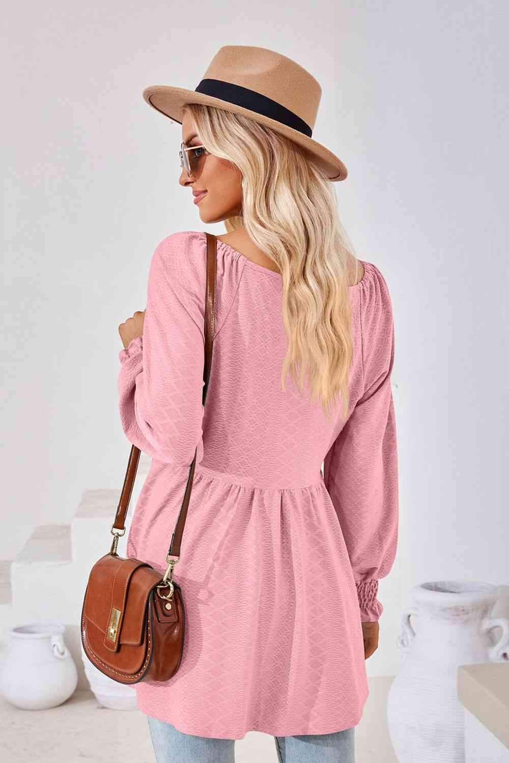 V-Neck Lantern Sleeve Blouse Blouses - Tophatter Daily Deals