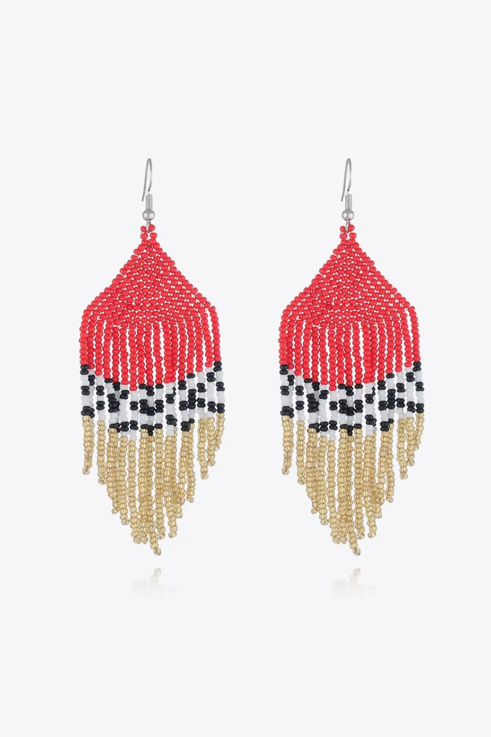 Beaded Dangle Earrings Red One Size Earrings - Tophatter Daily Deals