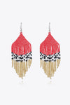 Beaded Dangle Earrings Red One Size Earrings - Tophatter Daily Deals