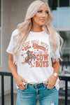 Graphic Round Neck Short Sleeve T-Shirt White Women's T-Shirts - Tophatter Daily Deals