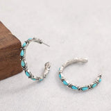 Artificial Turquoise Silver-Plated Hoop Earrings Earrings - Tophatter Daily Deals