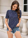 Printed Short Sleeve Round Neck Top Blouses - Tophatter Daily Deals