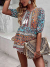 Bohemian Tassel Tie Puff Sleeve Babydoll Blouse Blouses - Tophatter Daily Deals