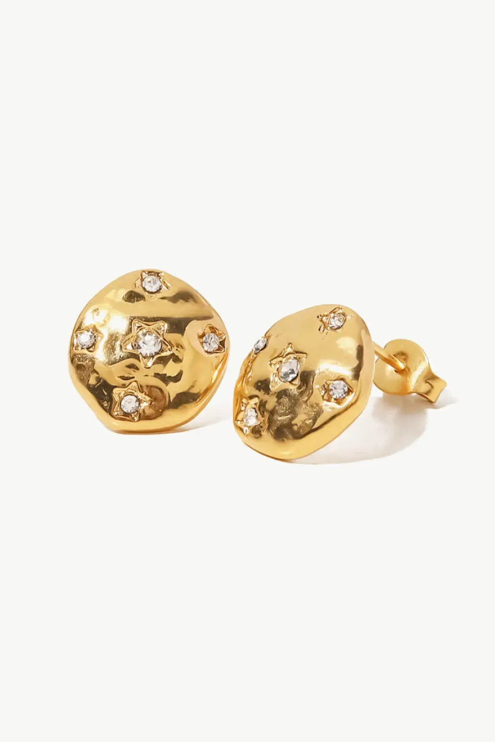 18K Gold-Plated Cubic Zirconia Stud Earrings Gold One Size Earrings - Tophatter Daily Deals