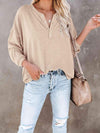 Buttoned Drop Shoulder Top Women's T-Shirts - Tophatter Daily Deals