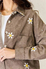 J.NNA Flower Pattern Corduroy Button Down Shirt Blouses - Tophatter Daily Deals