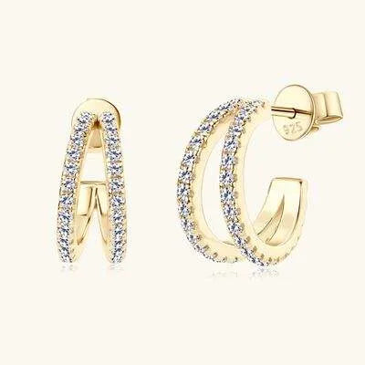 Moissanite 925 Sterling Silver C-Hoop Earrings Moissanite - Tophatter Daily Deals