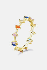 925 Sterling Silver Zircon Ring Gold Multi Rings - Tophatter Daily Deals