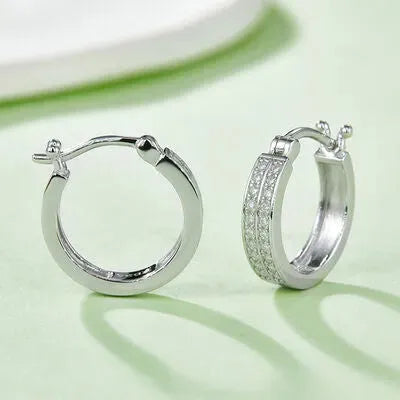 Moissanite 925 Sterling Silver Huggie Earrings Silver One Size Moissanite - Tophatter Daily Deals