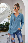 Zip Detail Long Sleeve Top Azure Blouses - Tophatter Daily Deals