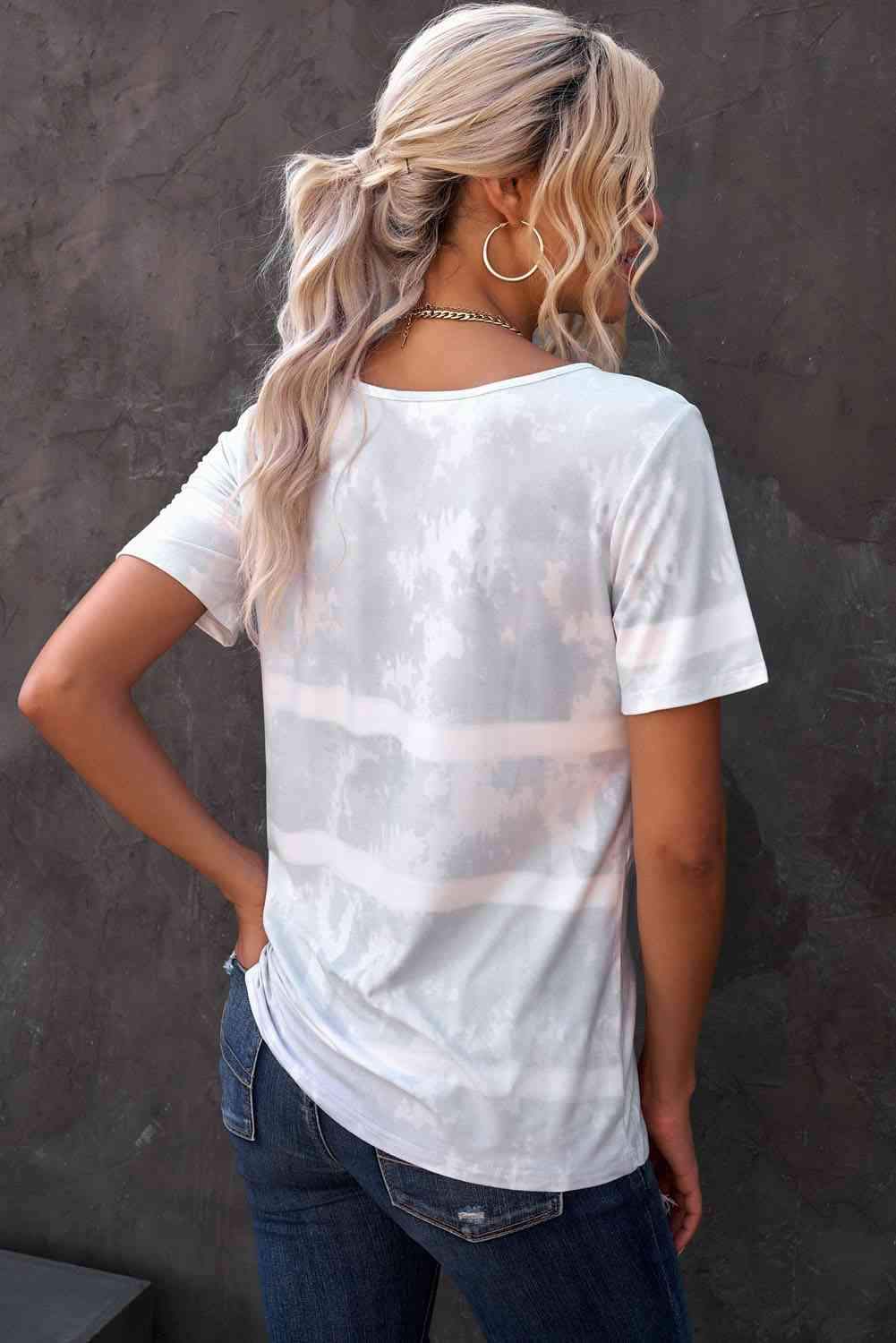 Tie-Dye Henley T-Shirt Women's T-Shirts - Tophatter Daily Deals