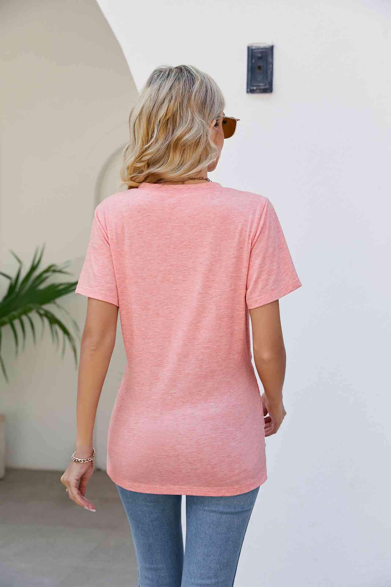 V-Neck Crisscross Short Sleeve Tee Women's T-Shirts - Tophatter Daily Deals