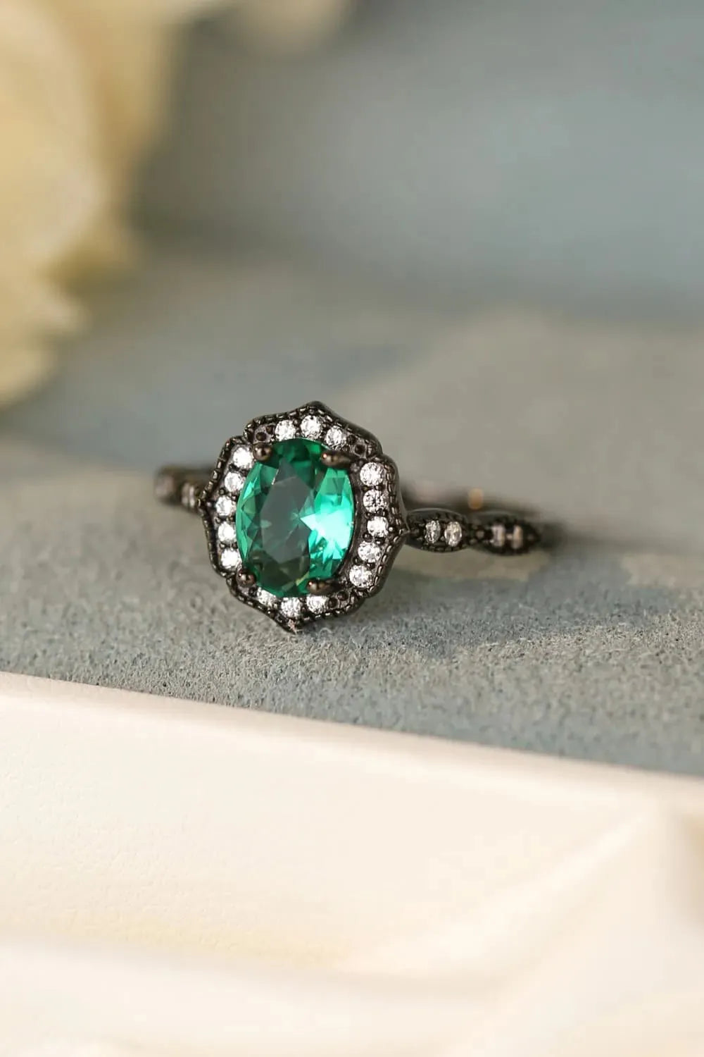 925 Sterling Silver Paraiba Blue Zircon 4-Prong Ring Rings - Tophatter Daily Deals