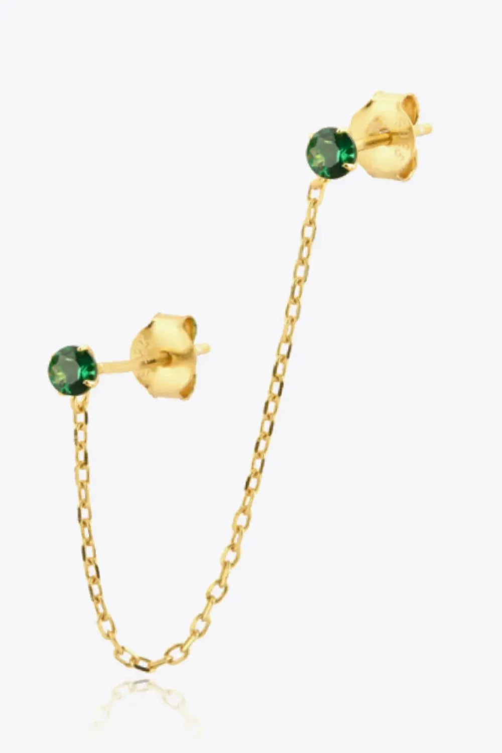 925 Sterling Silver Single Double-Piercing Earring Mid Green One Size Earrings - Tophatter Daily Deals