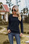 Square Neck Long Sleeve Blouse Blouses - Tophatter Daily Deals