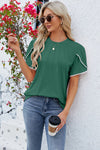 Round Neck Petal Sleeve T-Shirt Women's T-Shirts - Tophatter Daily Deals