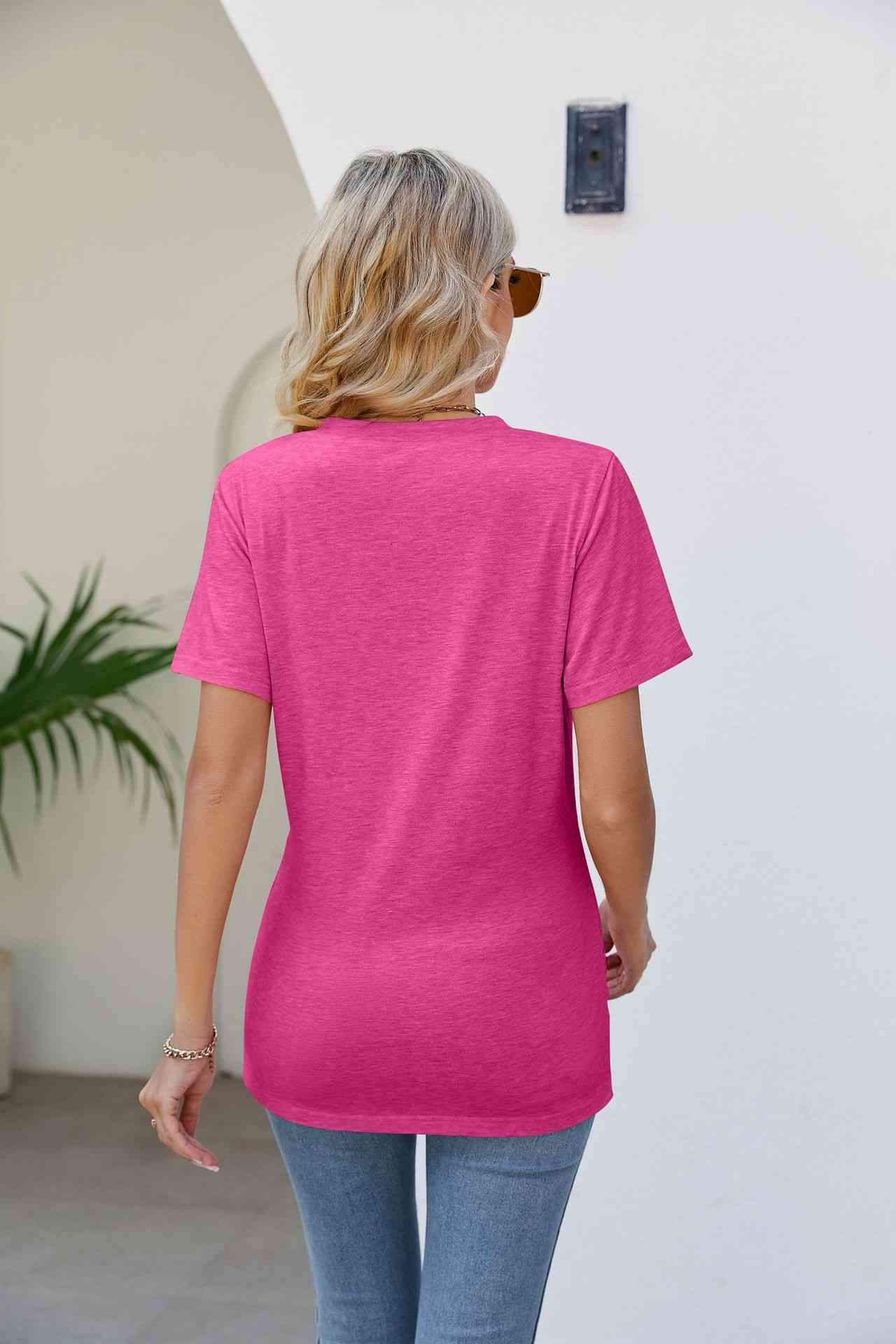 V-Neck Crisscross Short Sleeve Tee Women's T-Shirts - Tophatter Daily Deals